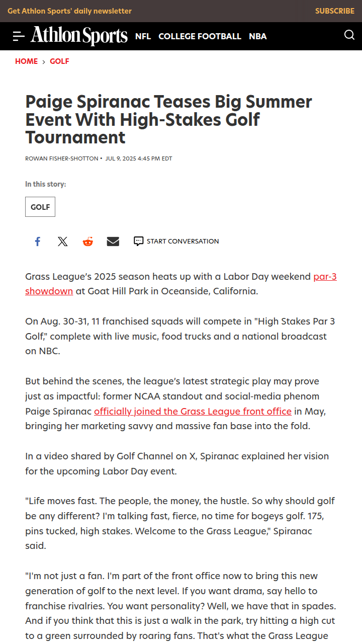 Paige Spiranac Joins Grass League Drama!