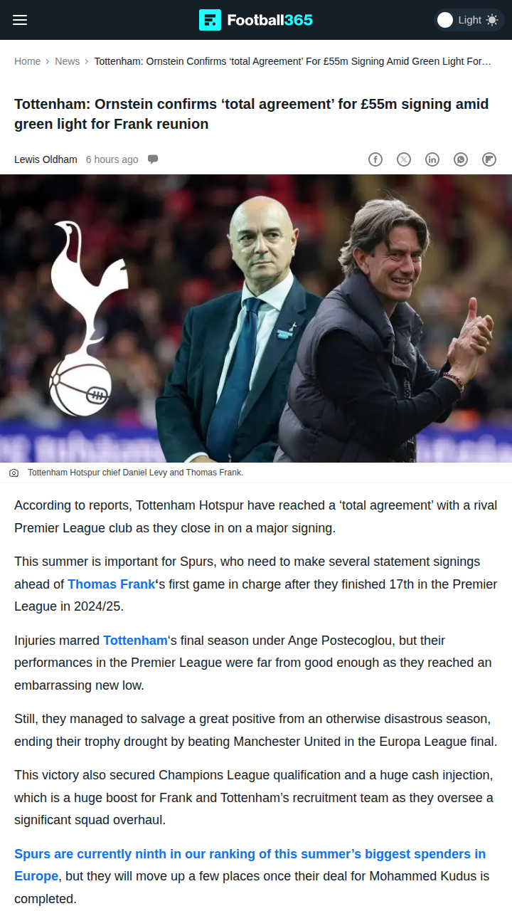Spurs Seal Kudus Deal: Frank’s Reunion Next?