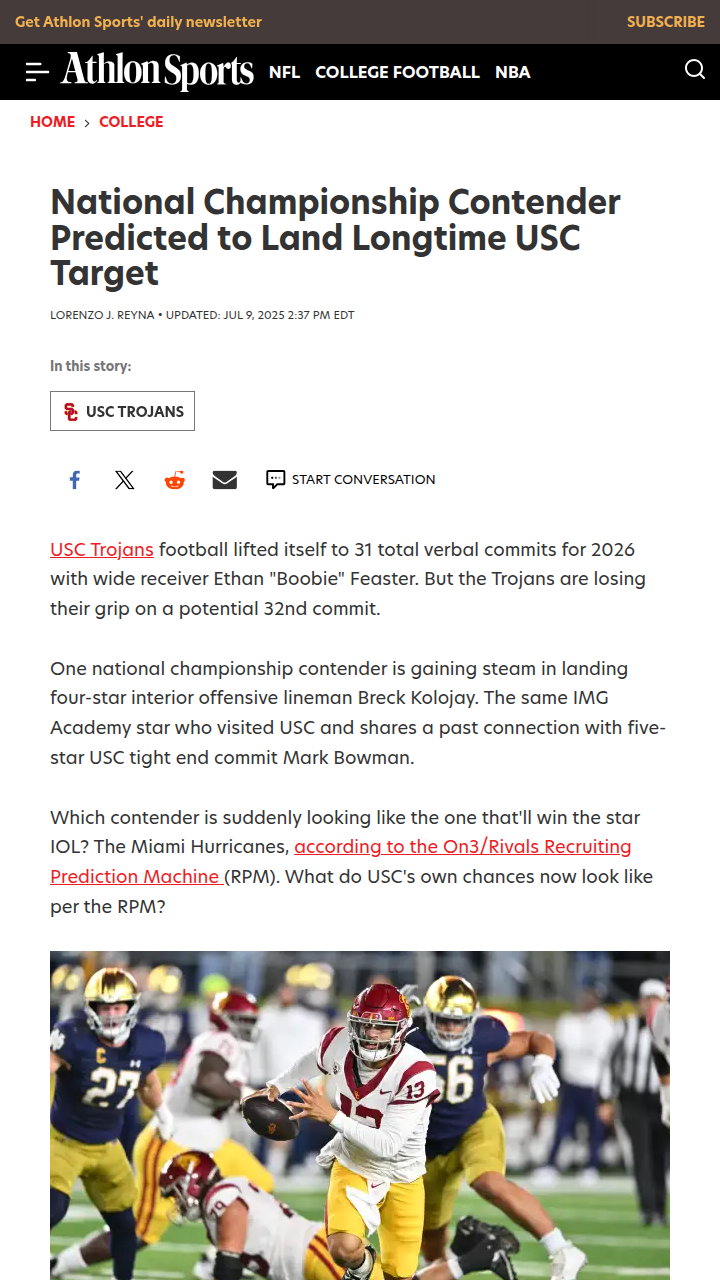 Canes Overtake Trojans for Kolojay?