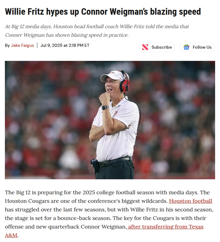 Cougars’ New QB Hits 21 MPH?!