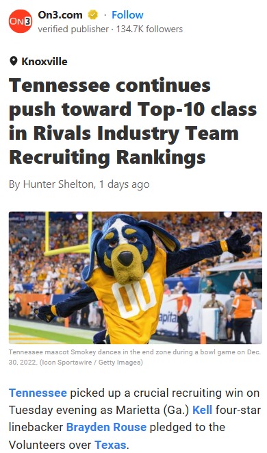 Vols Edge Texas for 4-Star LB Brayden Rouse