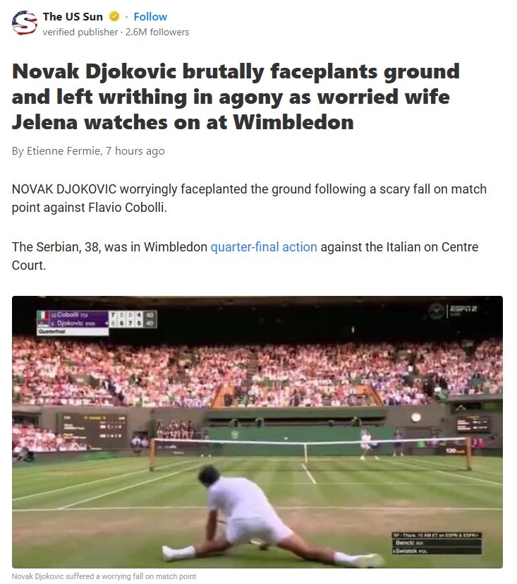 Djoker’s Scary Slip Shocks Centre Court