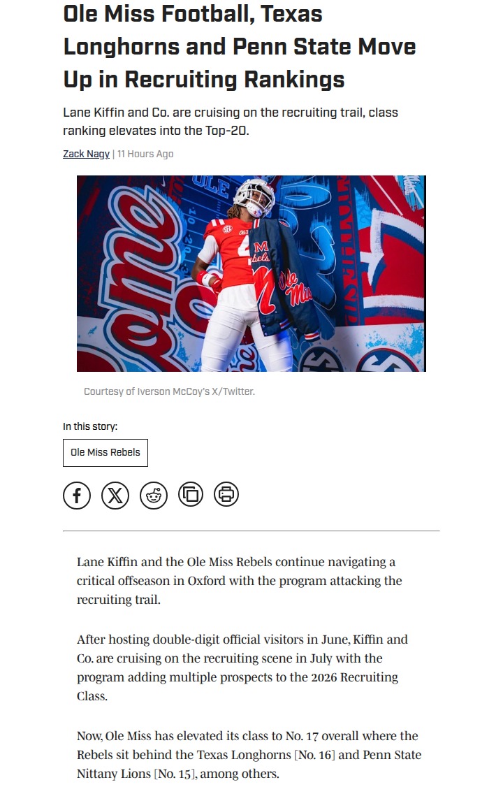 Rebels Surge in 2026 Recruiting Battle