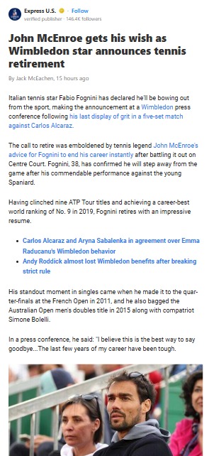 Fognini Bows Out After Epic Alcaraz Duel