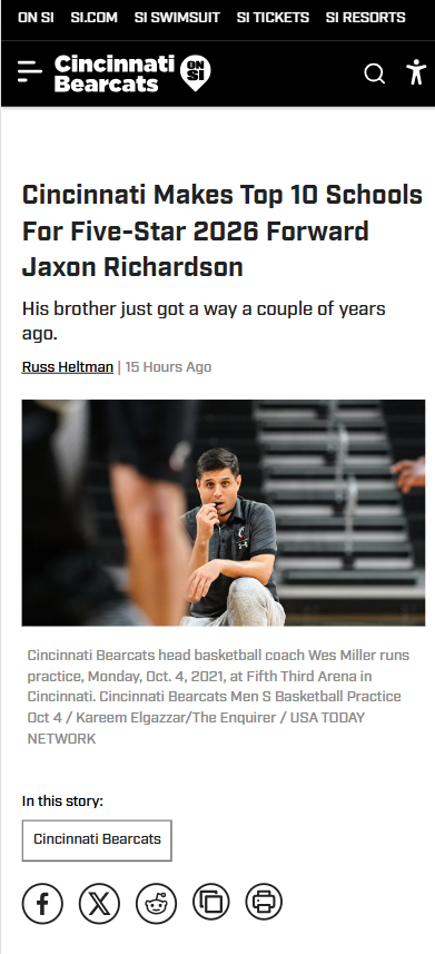 Bearcats in Final 10 for Jaxon Richardson!