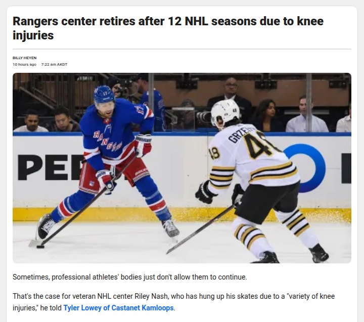 Rangers’ Nash Hangs Up Skates—End of an Era?