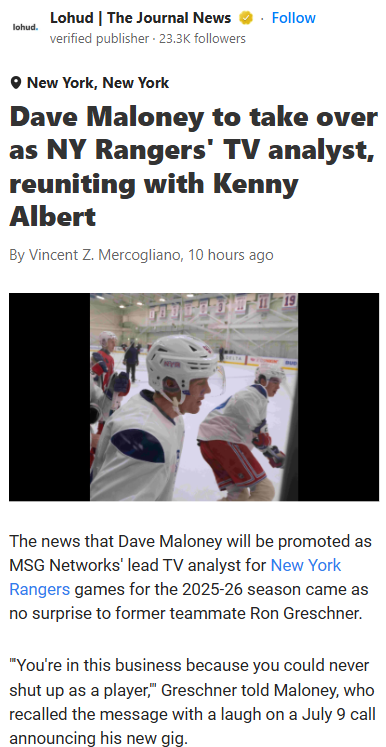 Blueshirts Booth Shakeup: Maloney In, Micheletti Out