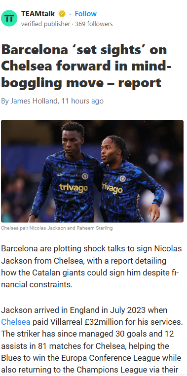 Barca Eyeing Chelsea’s Jackson?!