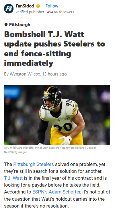Steelers at a Crossroads with T.J. Watt