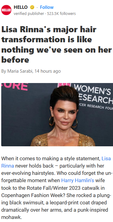Lisa Rinna’s Bob Shocks Fans at PFW! ✂️