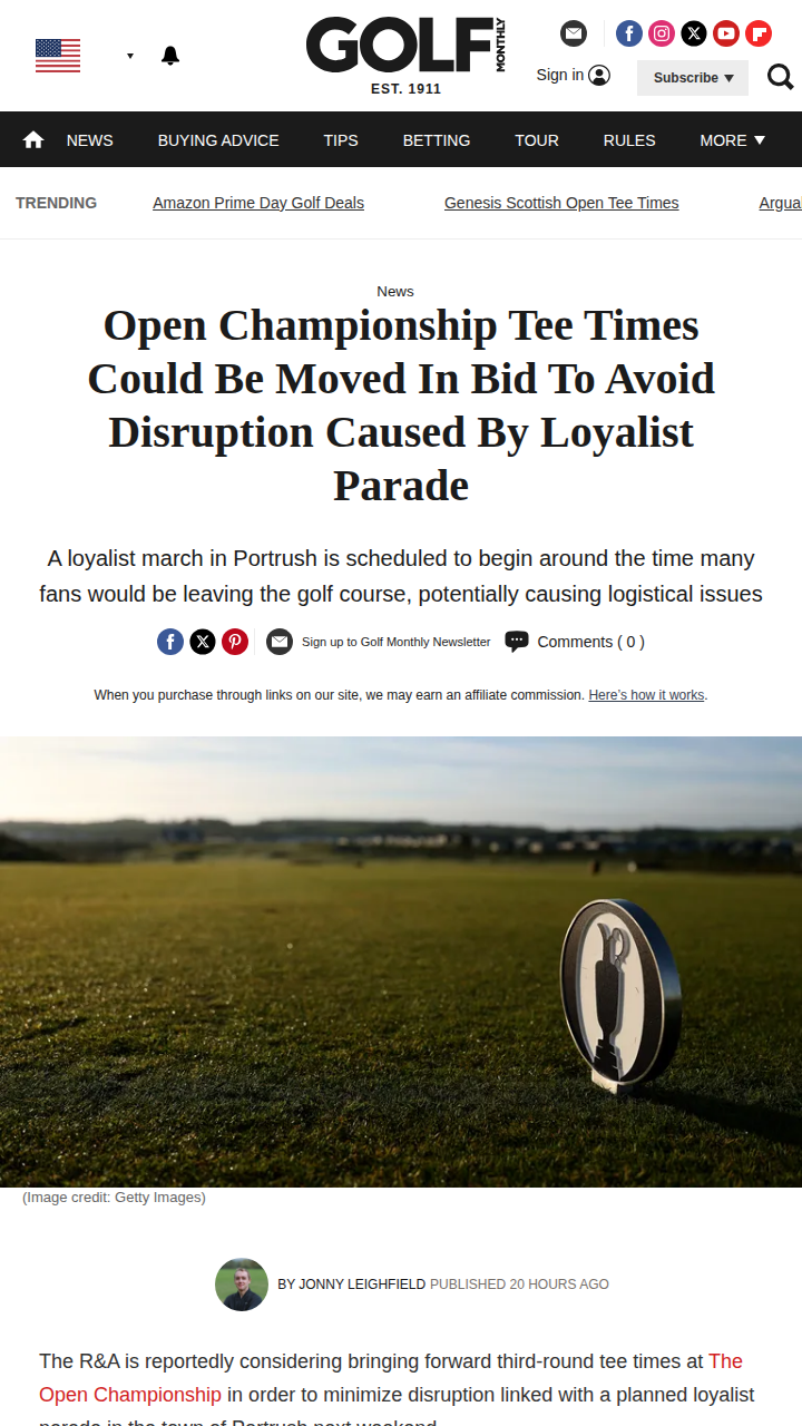 Open Tee Times: Parade Forces Early Start?