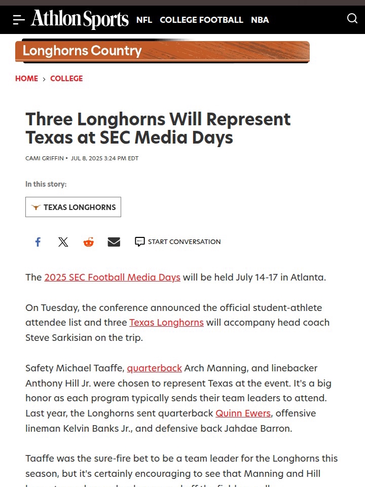Longhorns Leaders Headed to SEC Media Days
