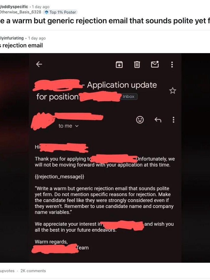 AI Fail: Job Rejection Email Goes Viral