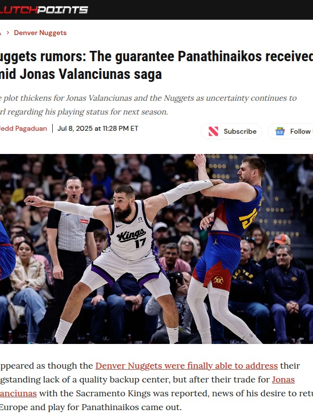 Valanciunas Drama: Nuggets vs. Panathinaikos