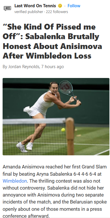 Sabalenka vs. Anisimova: Wimbledon Sparks Fly