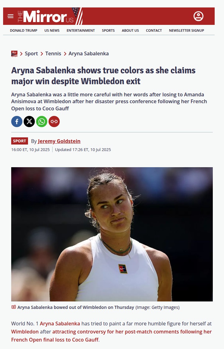 Sabalenka’s Wimbledon Exit Sparks Debate