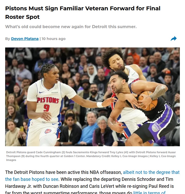 Should the Pistons Bring Back Trey Lyles?