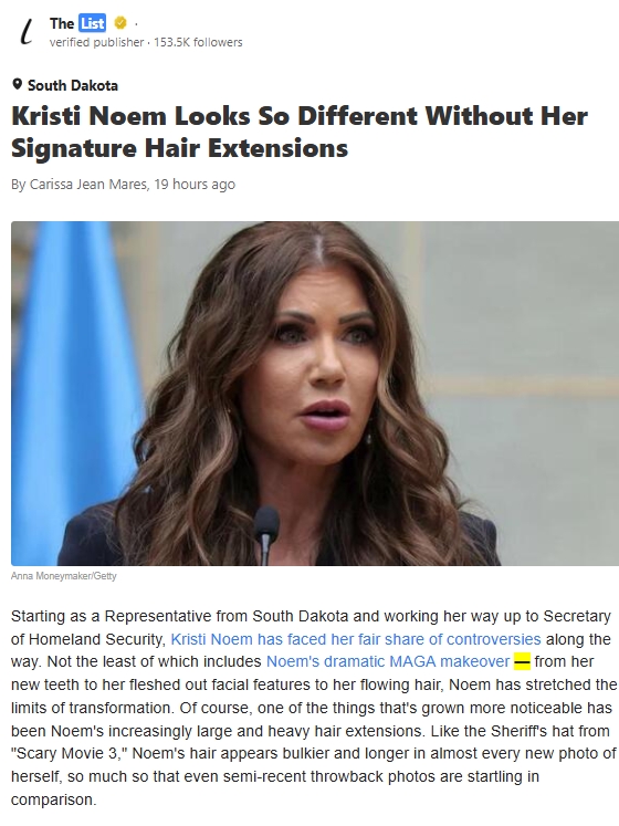 Kristi Noem’s Hair Extensions Mystery 🤔