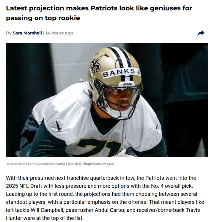 Pats Nail Draft, Dodge Saints’ Rookie Gamble