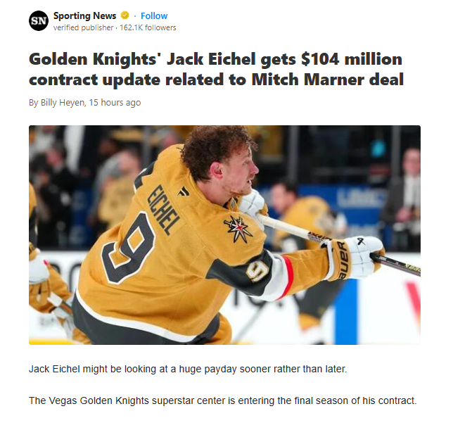Eichel’s Mega Deal: Bigger Than Marner’s?