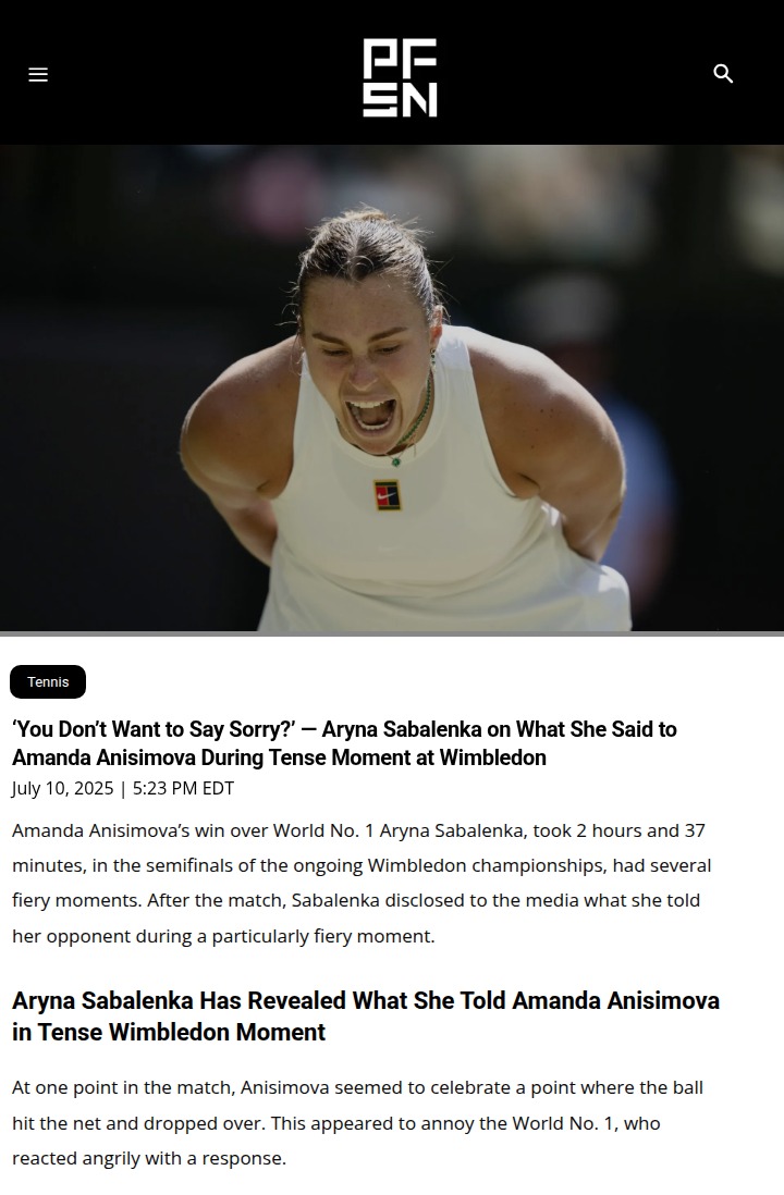 Sabalenka Calls Out Anisimova’s Net Cord Etiquette