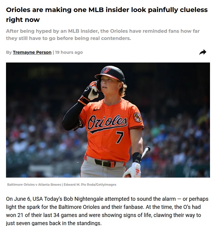 Did Nightengale Jinx the O’s Playoff Hopes?