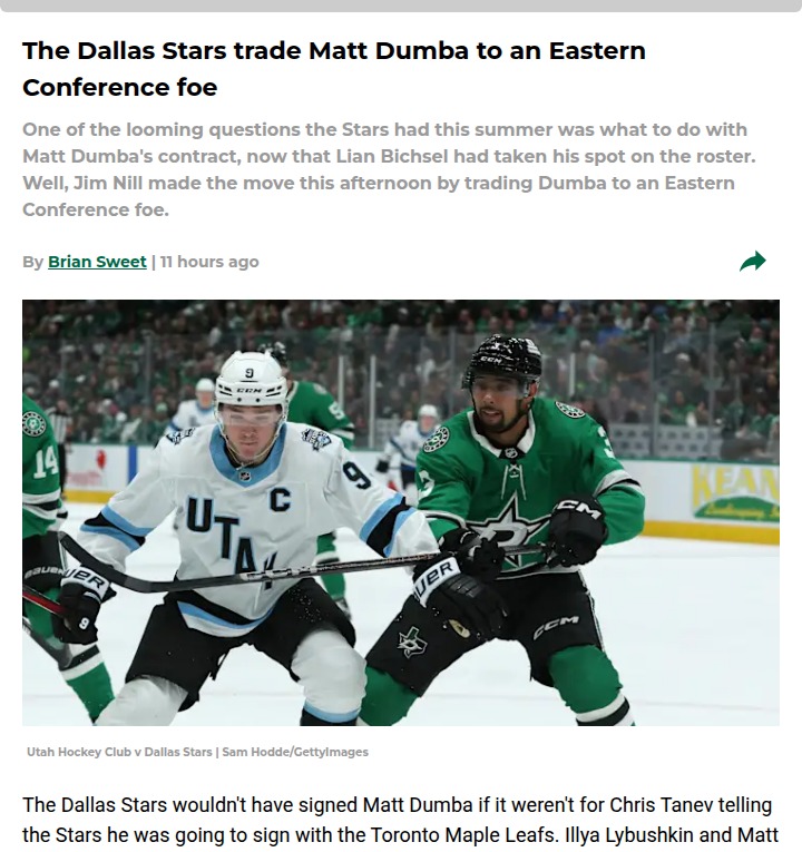 Stars Send Dumba to Pens: Smart Cap Move?