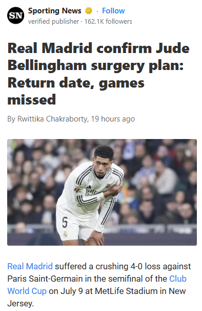 Bellingham’s Surgery: Los Blancos’ Big Gamble