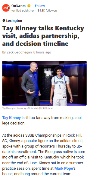 Kinney’s Kentucky Visit: Game Changer?