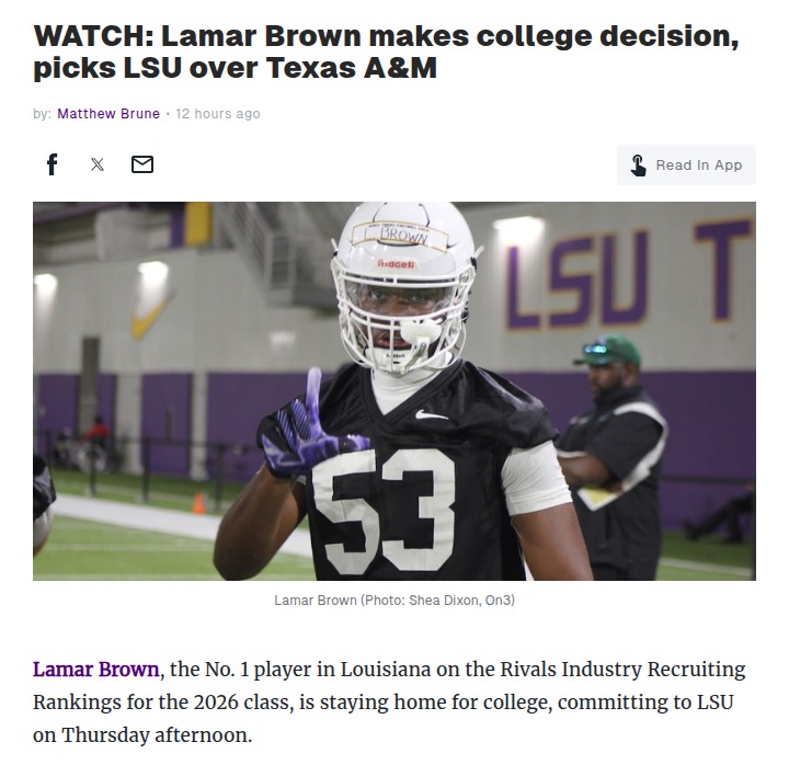 Bayou Beast Lamar Brown Chooses LSU!