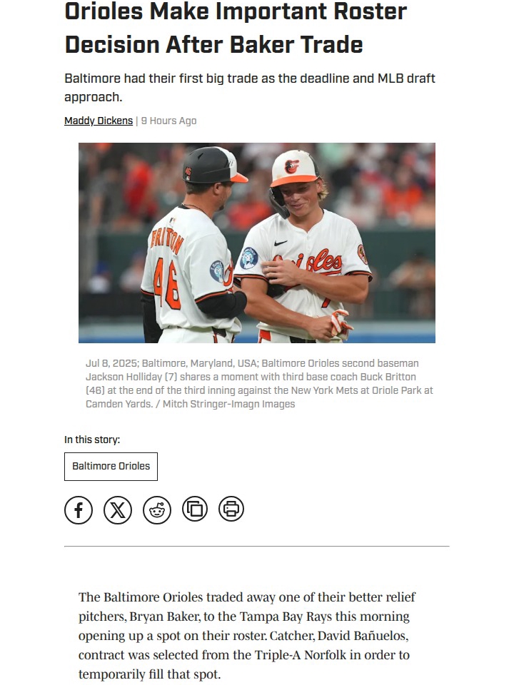 O’s Trade Baker, Call Up Bañuelos—Big Gamble?
