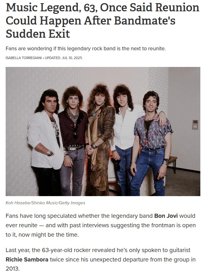 Bon Jovi Reunion: Is Sambora Really Out? 🤔