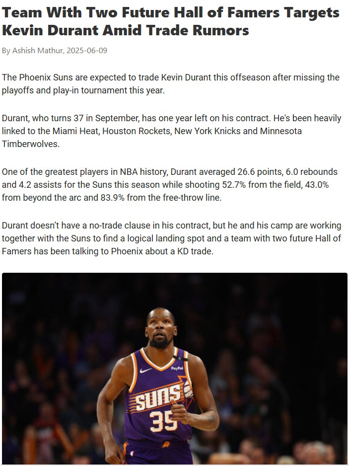 Phoenix really dumping prime KD?