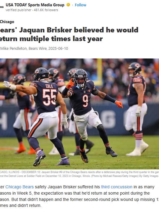 Brisker’s return fires up the Bears’ den