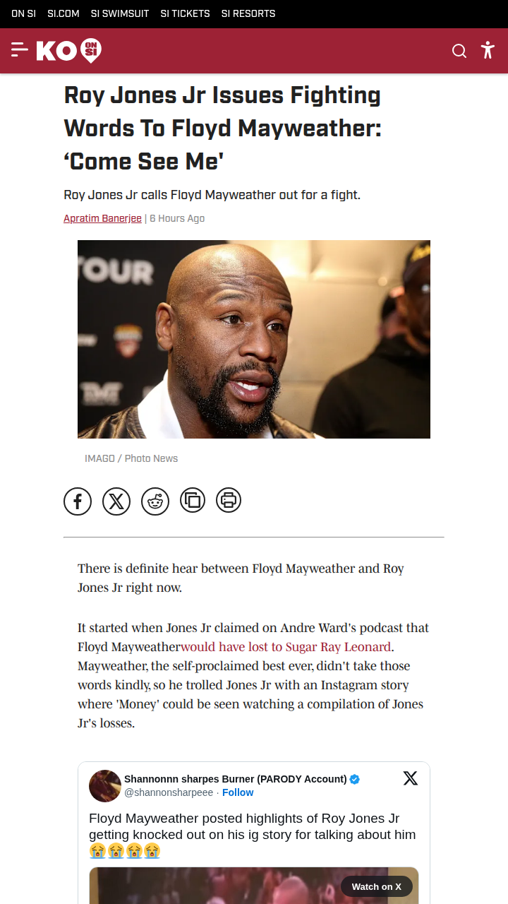 Roy Jones Jr Calls Out 'Money' Mayweather