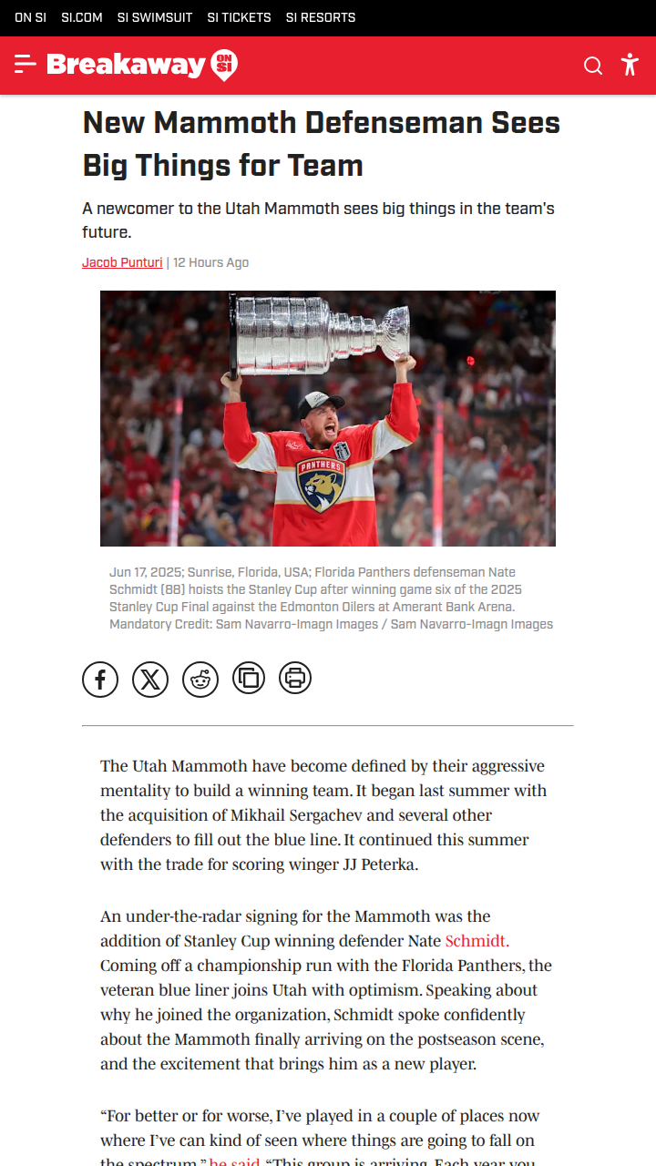 Nate Schmidt: Cup Swagger Hits Utah
