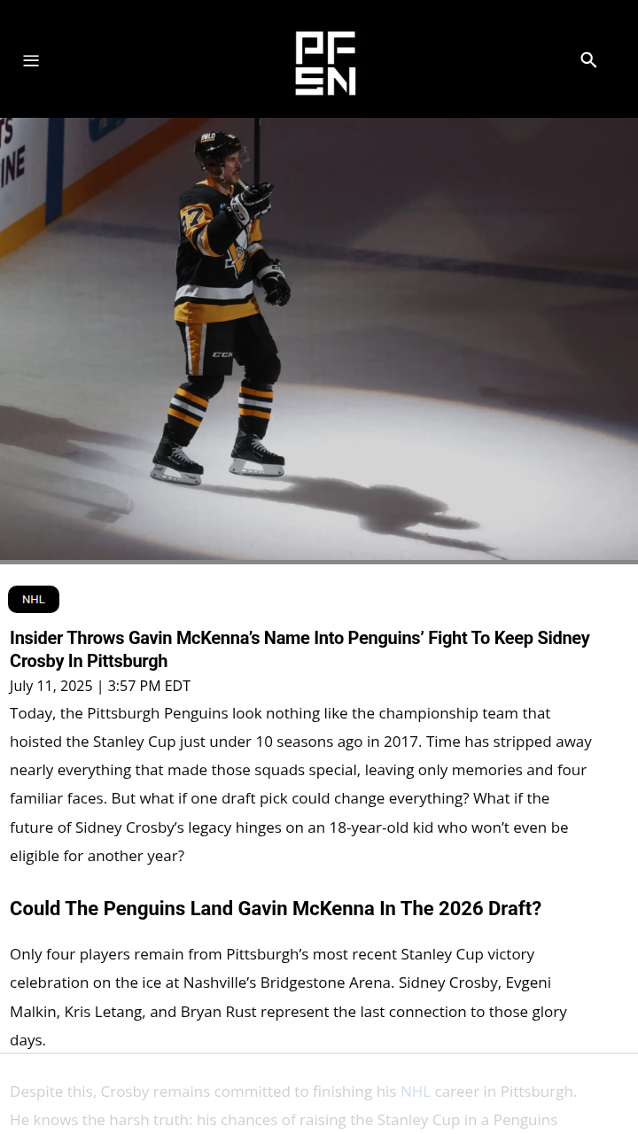 Could McKenna Keep Sid the Kid in Pitt?