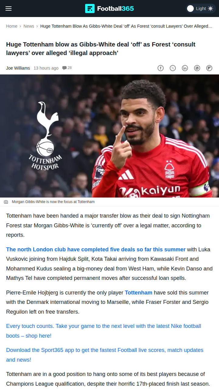 Spurs-Gibbs-White Saga: Legal Drama Unfolds