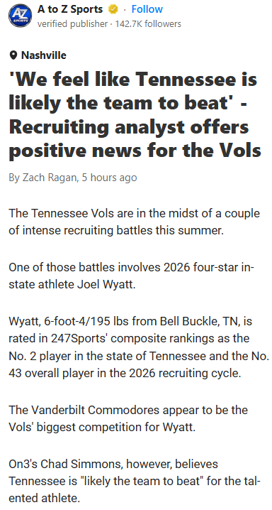 Vols vs. Vandy: Joel Wyatt Battle Heats Up