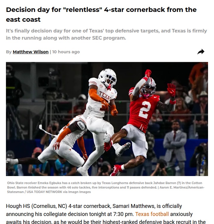 Samari Matthews Decision: Horns or Gamecocks?