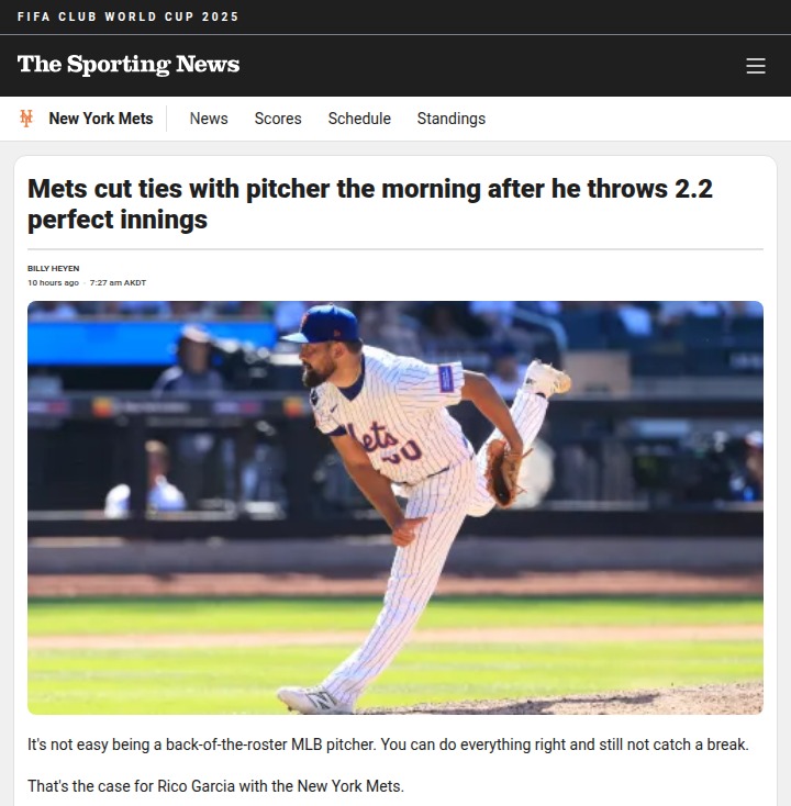 Mets DFA Rico Garcia After Perfect Outing?!