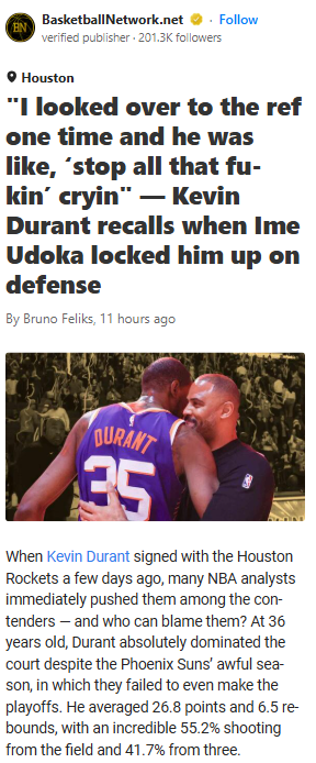 KD & Udoka: From Rivals to Rockets Duo