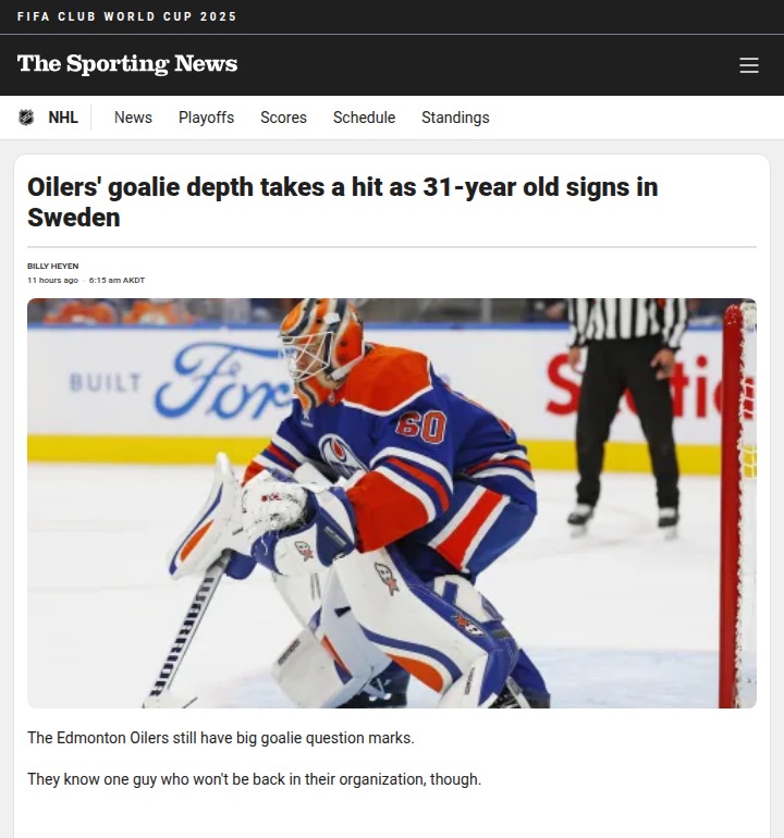 Oilers’ Crease Crisis: Delia Heads to Sweden