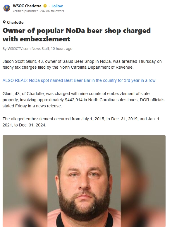 NoDa Beer Boss Busted for $442K Tax Scam?