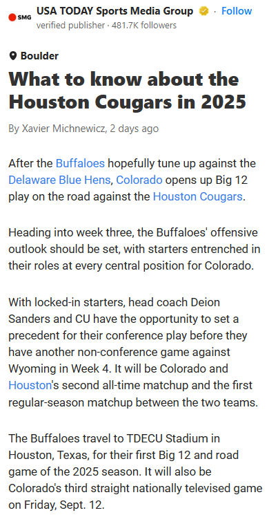 Buffs vs Coogs: Big 12 Opener Showdown