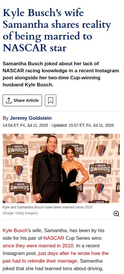Samantha Busch Spills on NASCAR Marriage 🏁