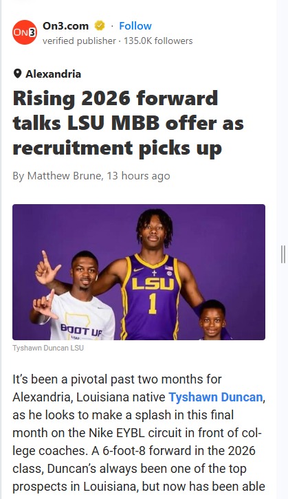 Tyshawn Duncan’s LSU Offer: Game Changer?