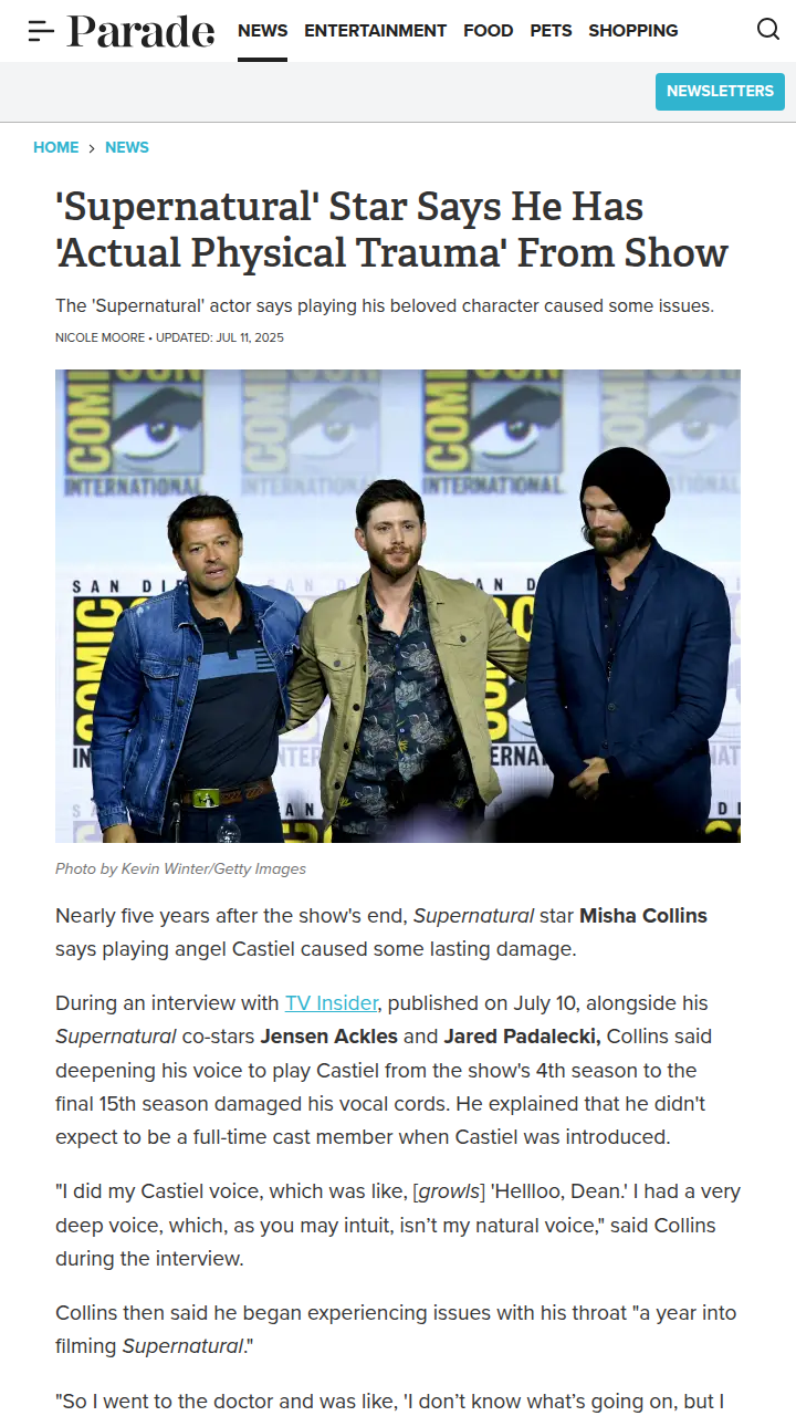 Misha’s Castiel Voice Left Him Injured?! 😱