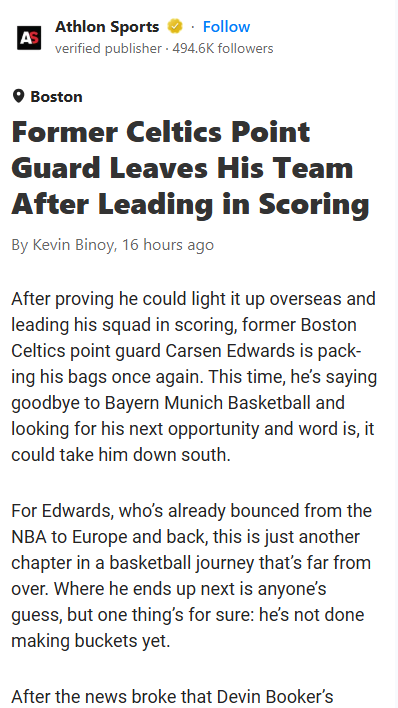 Carsen “Buckets” Edwards Heads to Virtus?