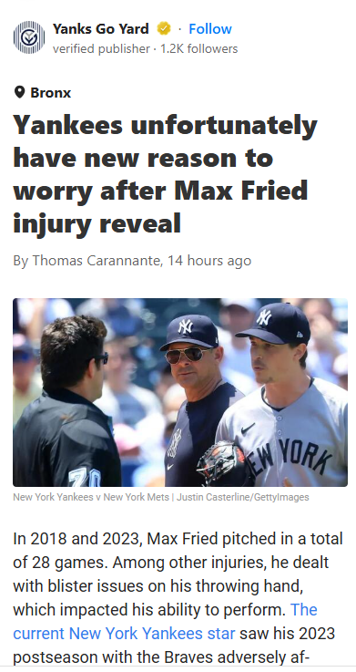 Fried’s Blister Woes: Yankees’ New Headache?